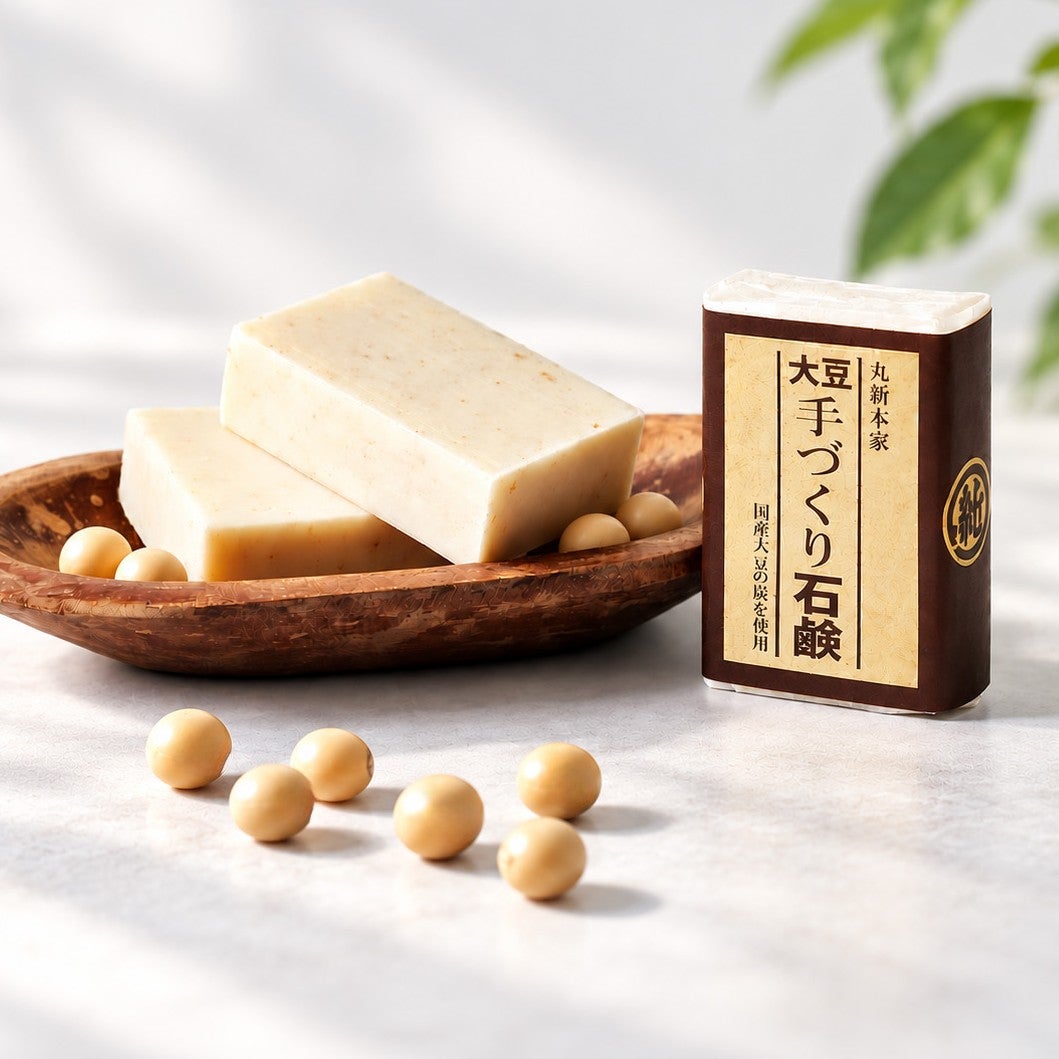 【丸新本家】お肌にやさしい 大豆石鹸｜国産大豆 × コールドプロセス製法でしっとり潤う固形石鹸 100g